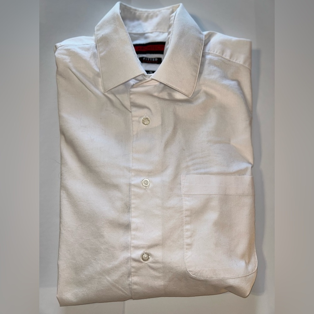 Men's Fitted Stretch White Button Down Dress Shirt by Architect Size Medium